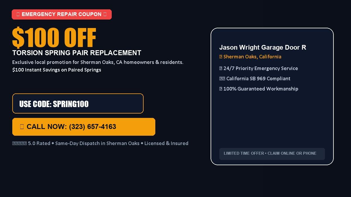 Jason Wright Garage Door Repair $100 OFF Dual Torsion Spring Replacement